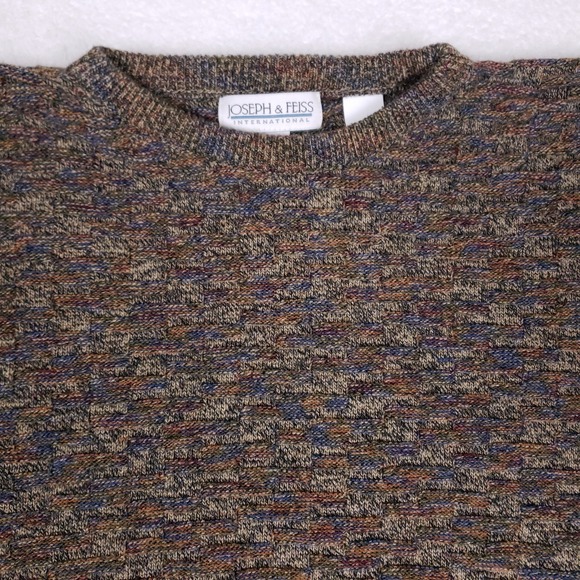 Vintage Joseph & Feiss Sweater Size L Brown Retro Minimalist Grandpa 3D Knit - Picture 2 of 7